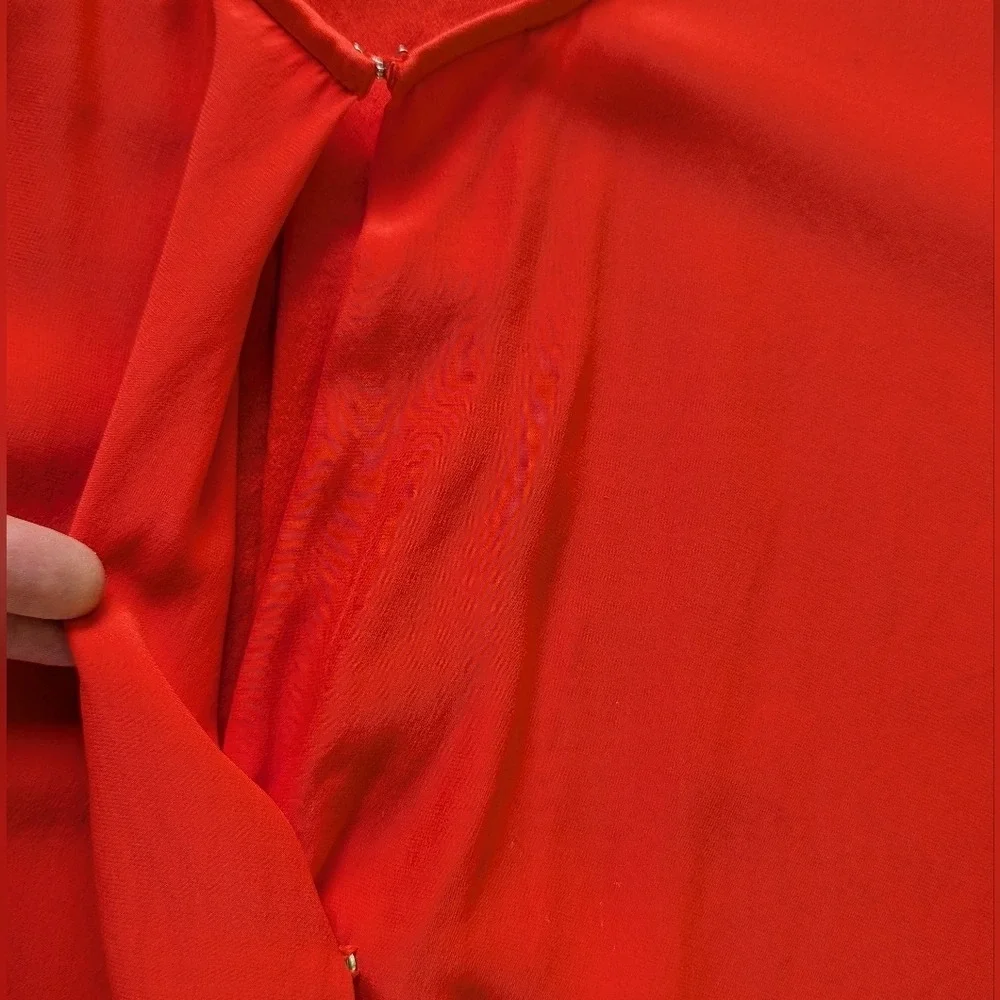 Rag & Bone Lora 100% Silk Surplice Wrap Blouse Battle Red Sz XS
